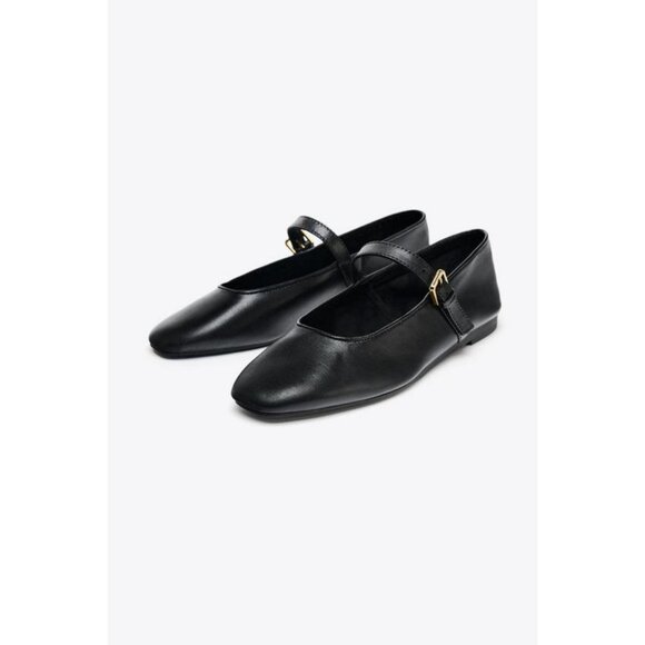 ZARA LEATHER BALLET FLATS 50TH ANNIVERSARY - Picture 1 of 6
